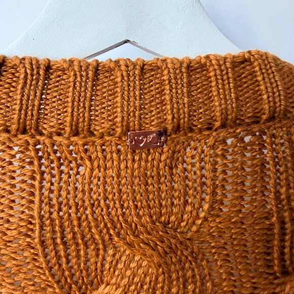 For Love & Lemons Charlotte Zip Cable knit Cardigan, Brown Women’s Size S Q2 - Picture 9 of 10